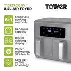 Tower Vortx 8.5 Litre Dual Basket Air Fryer in Grey – T17137CGRY