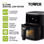 Tower 8 Litre Vizion Digital Air Fryer - Black - T17176