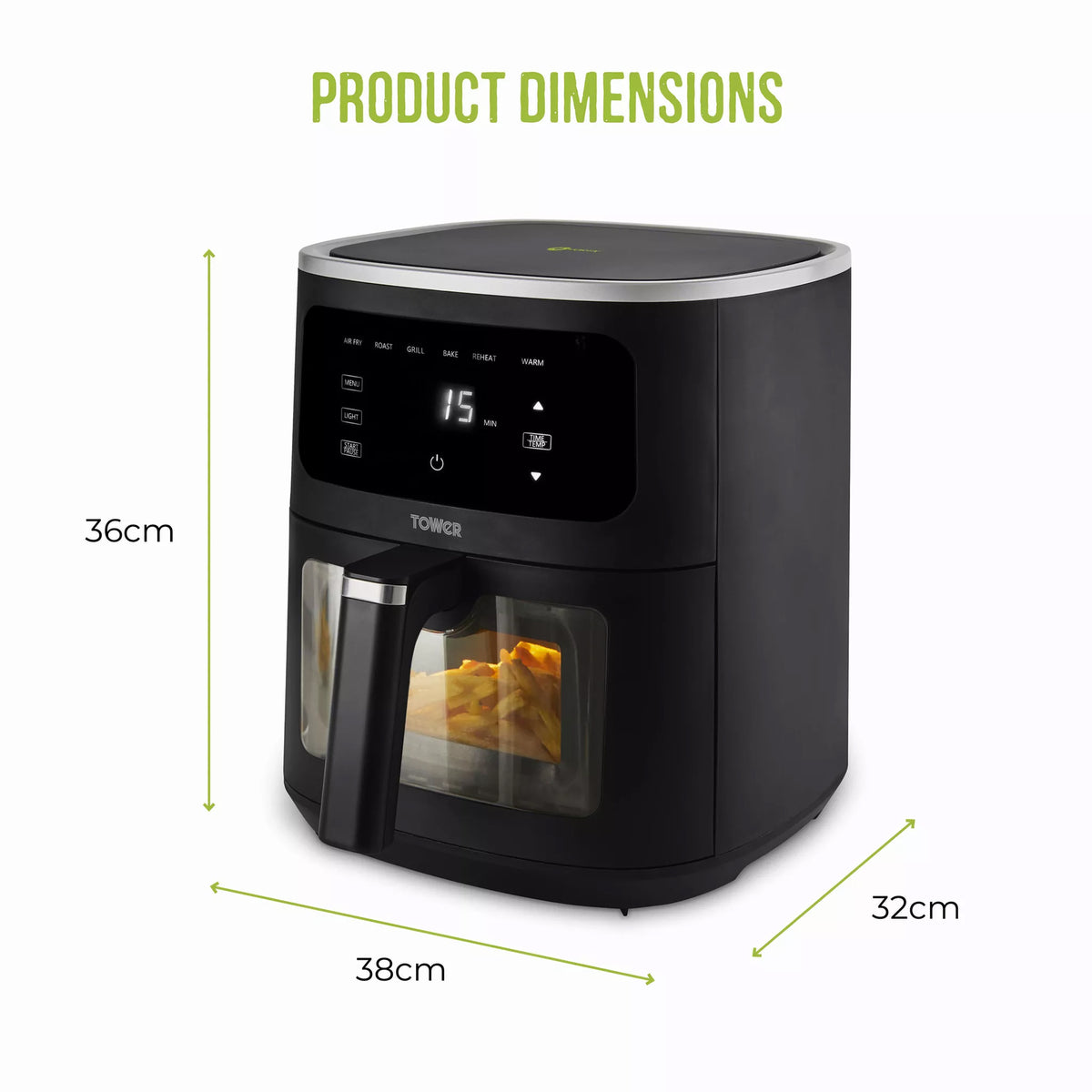Tower 8 Litre Vizion Digital Air Fryer - Black - T17176