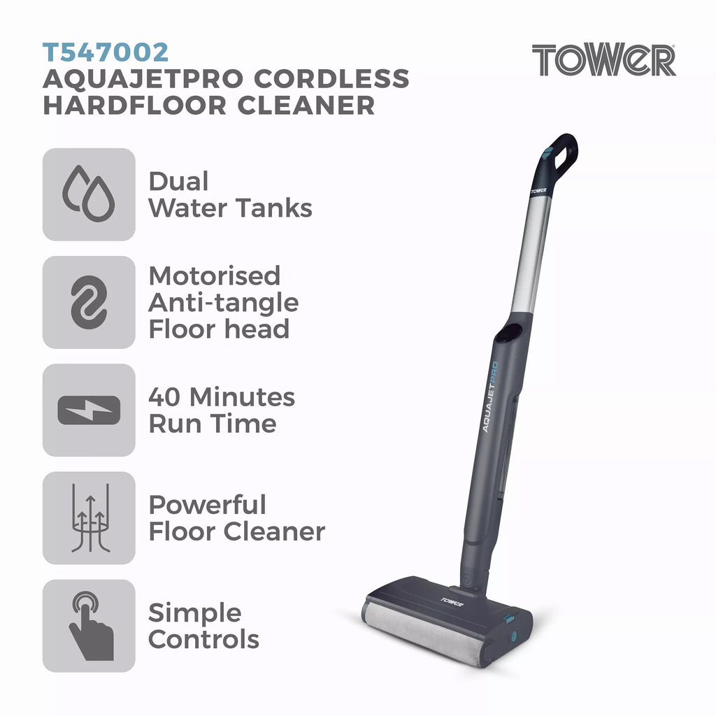 Tower AquajetPro Cordless Hard Floor Cleaner - Titanium - T547002