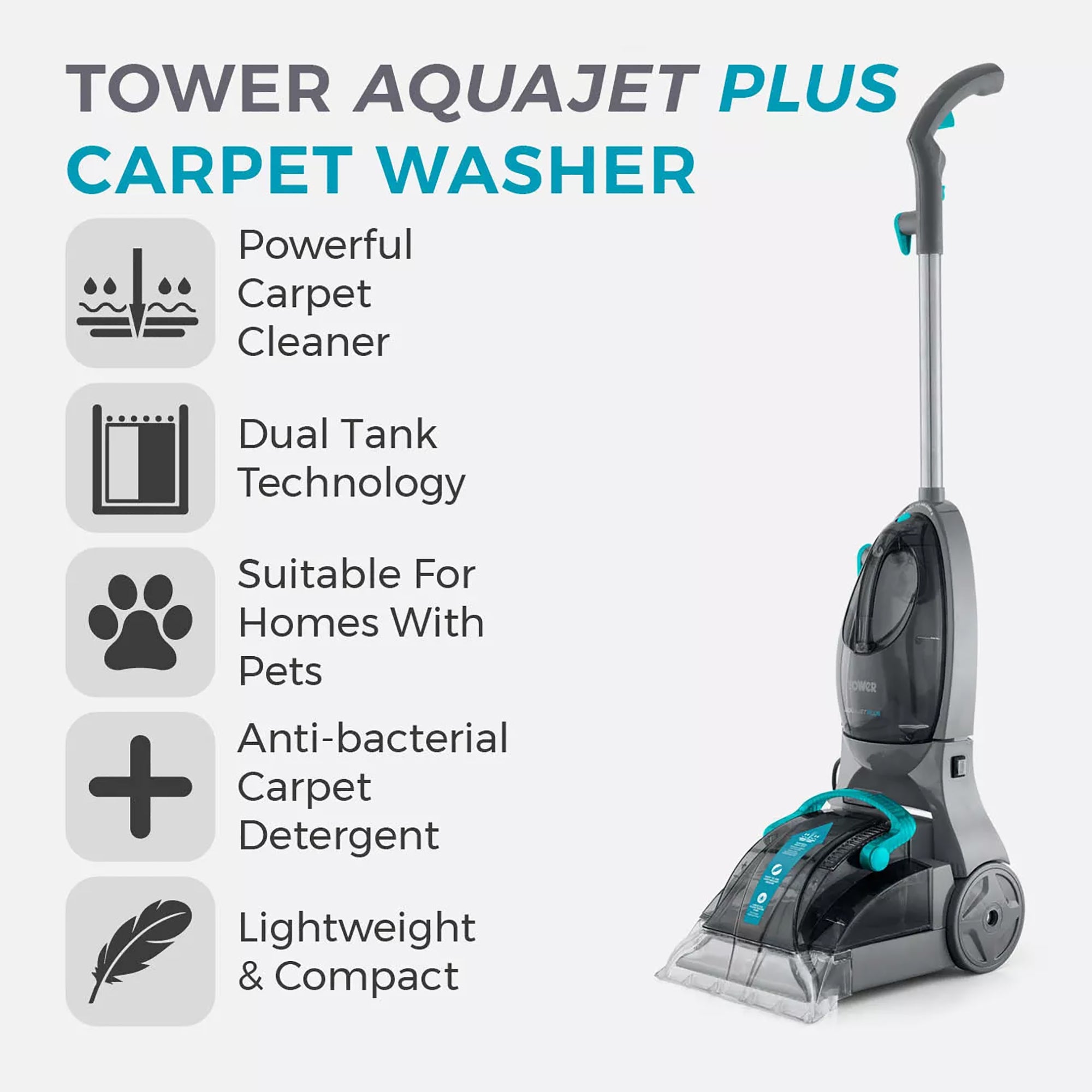 Tower TCW5 Aquajet Plus Carpet Washer with Allergen Removal – T548002