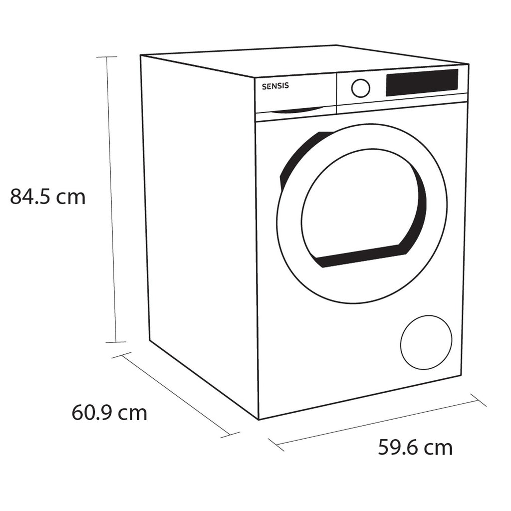 Sensis TDHF019A2W 9kg, Sensor Dry, Freestanding Heat Pump Tumble Dryer, White