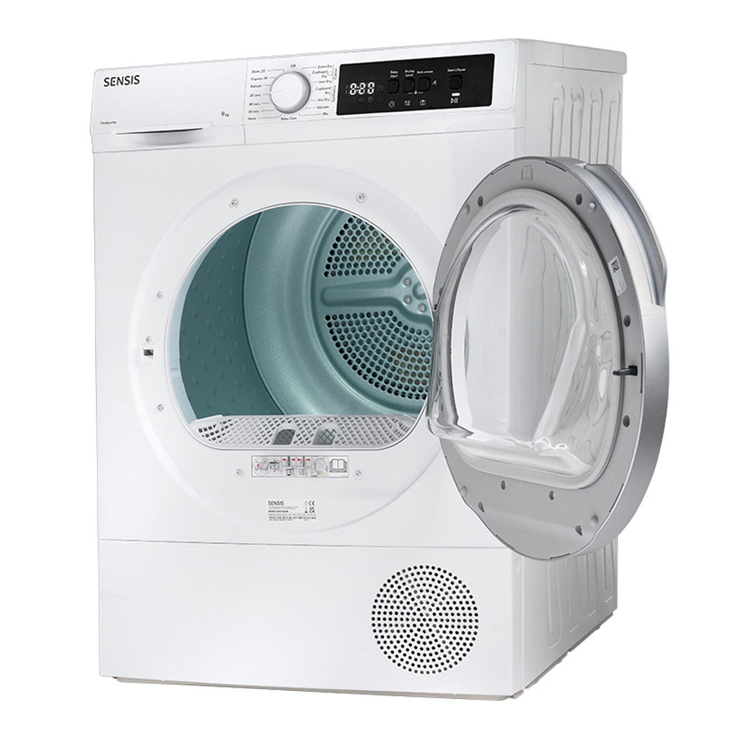 Sensis TDHF019A2W 9kg, Sensor Dry, Freestanding Heat Pump Tumble Dryer, White
