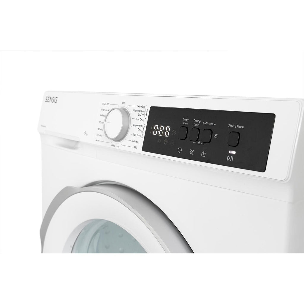 Sensis TDHF019A2W 9kg, Sensor Dry, Freestanding Heat Pump Tumble Dryer, White