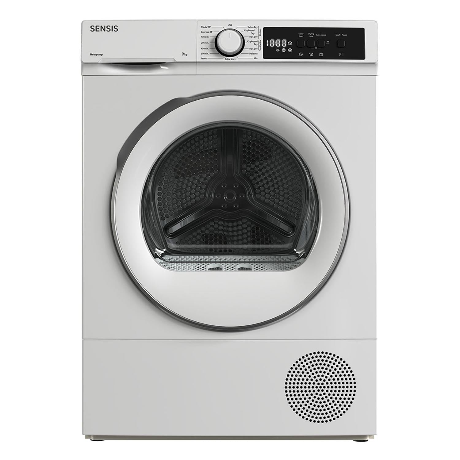 Sensis TDHF019A2W 9kg, Sensor Dry, Freestanding Heat Pump Tumble Dryer, White