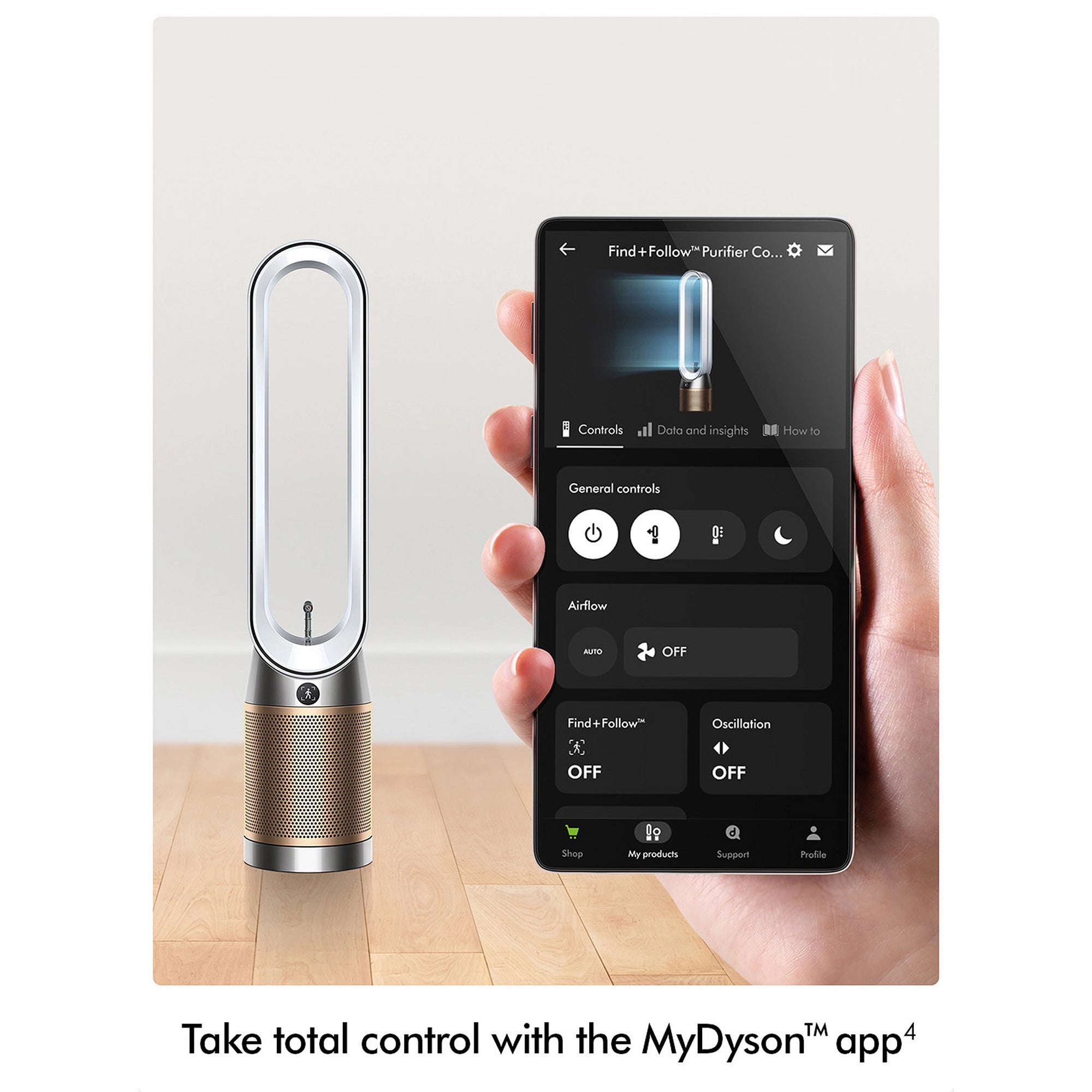 Dyson TP14 Find + Follow Purifier Fan in White & Gold - PC3