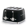 Black Smeg toaster with silver accents on a white background