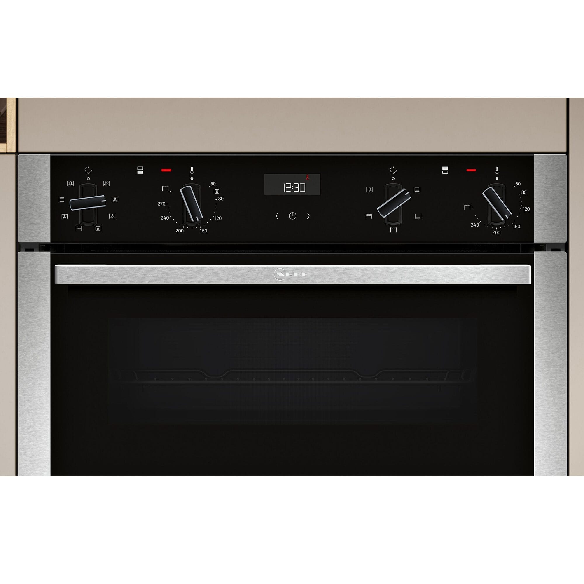 Neff U1ACE2AN3B Built in Electric Double Oven, 89cm High, Main Oven Multifunction, Top Oven Grill & Convention, EasyClean, Stainless Steel