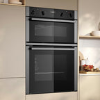 Neff U1ACE2AN3B Built in Electric Double Oven, 89cm High, Main Oven Multifunction, Top Oven Grill & Convention, EasyClean, Stainless Steel