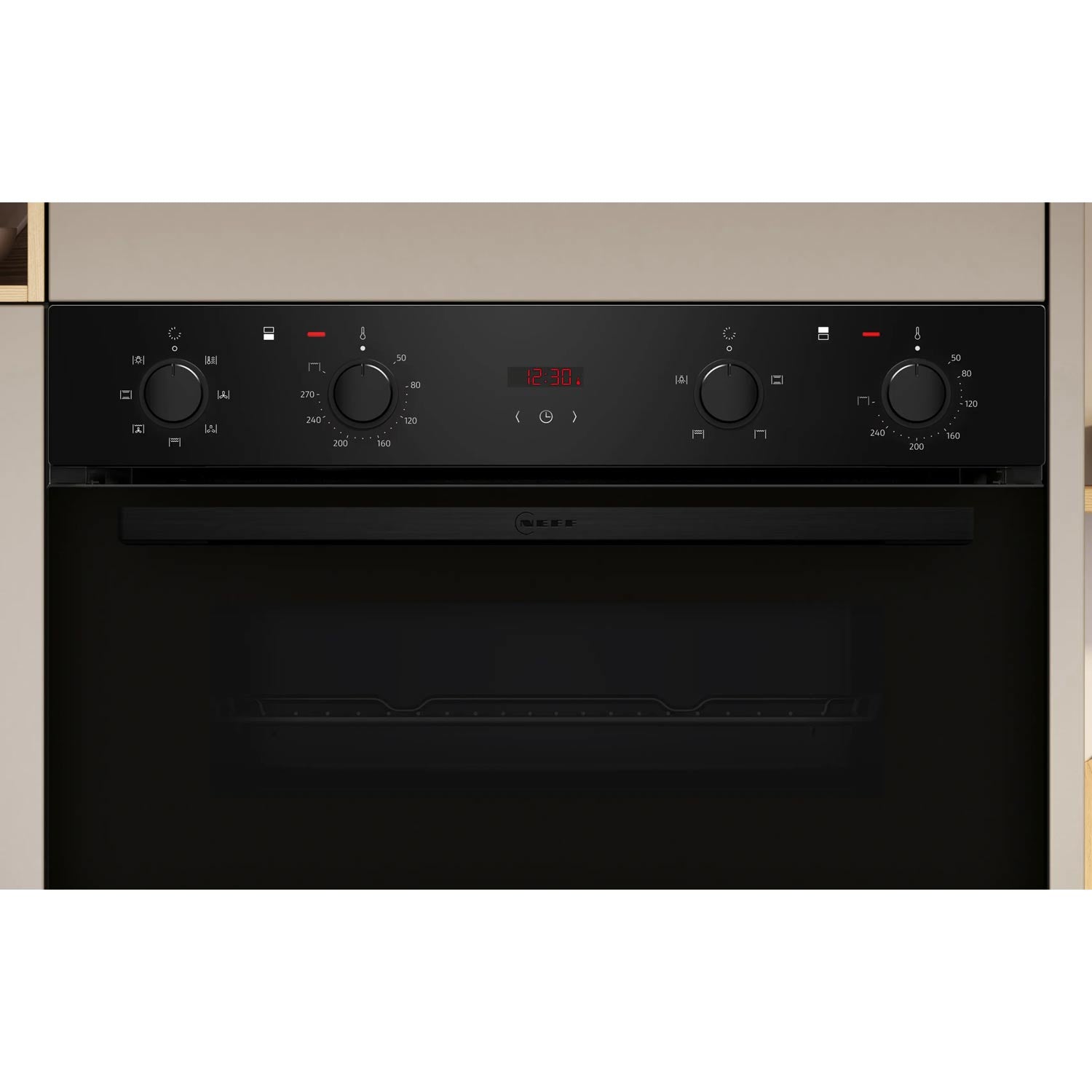 Neff U1DCC0AK3B Built in Electric Double Oven, 89cm High, Main Oven Multifunction, Top Oven Grill & Convention, EasyClean, Black