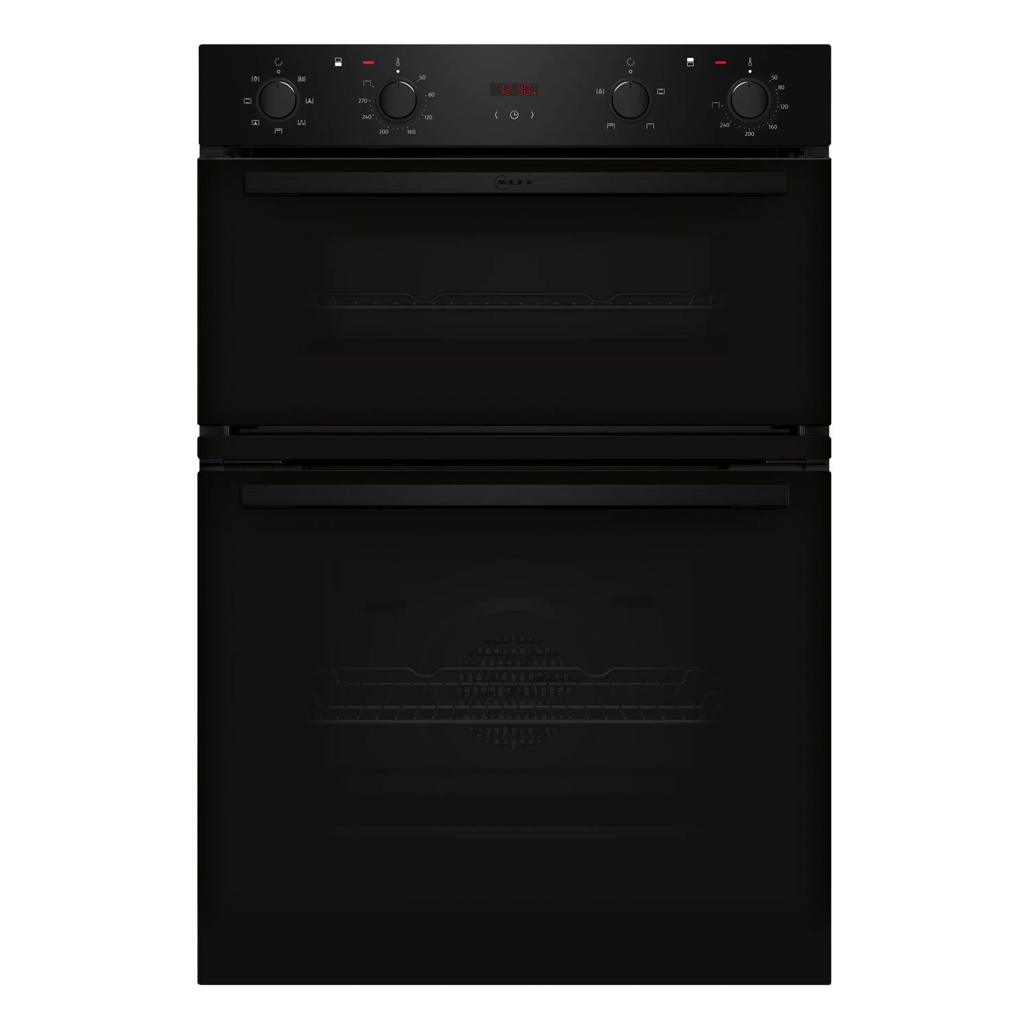 Neff U1DCC0AK3B Built in Electric Double Oven, 89cm High, Main Oven Multifunction, Top Oven Grill & Convention, EasyClean, Black