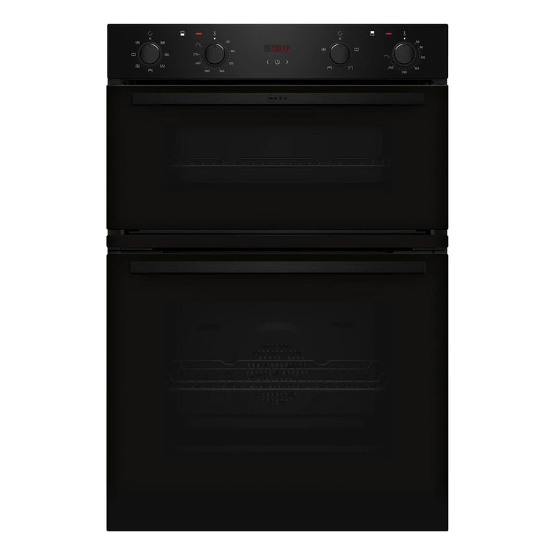 Neff U1DCC0AK3B Built in Electric Double Oven, 89cm High, Main Oven Multifunction, Top Oven Grill & Convention, EasyClean, Black