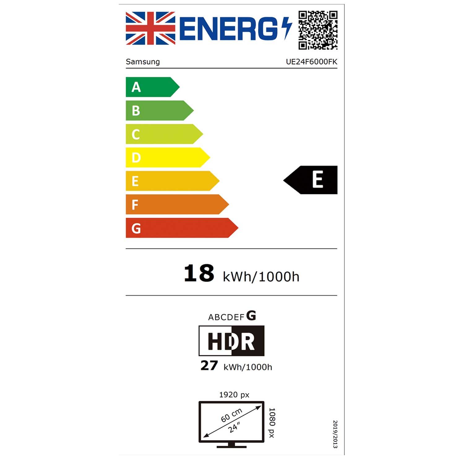 Samsung UE24F6000FKXXU 24 Inch, Full HD LED TV, HDR, Freeview, Smart