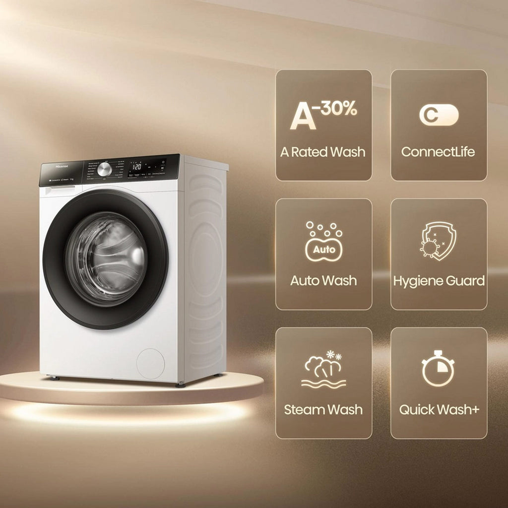 Hisense WF3S9043BW3 9kg, 1400 Spin, Freanding Washing Machine with Auto Wash