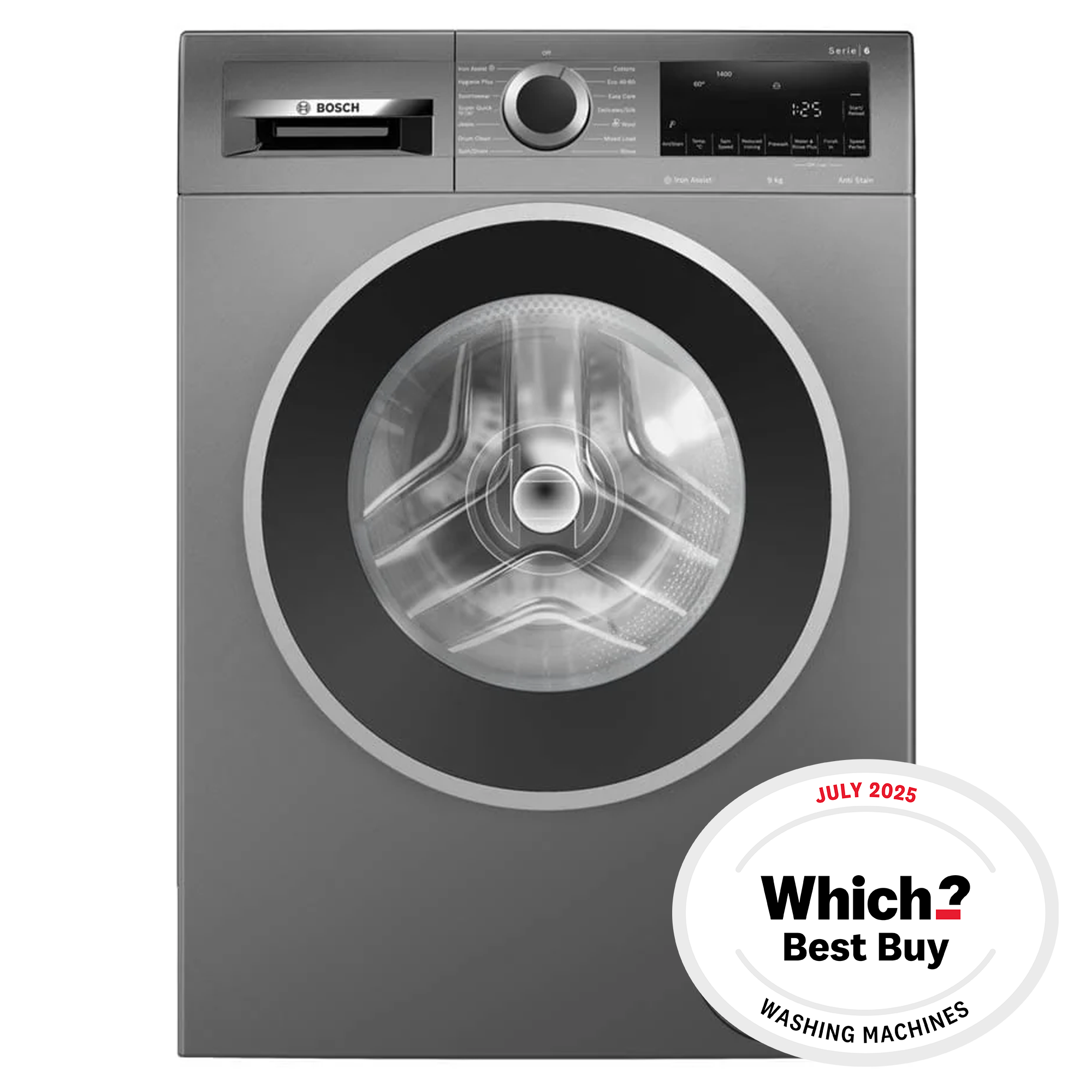 Bosch WGG244ZCGB 9kg, 1400 Spin, Freestanding Washing Machine with Quick Wash, Graphite