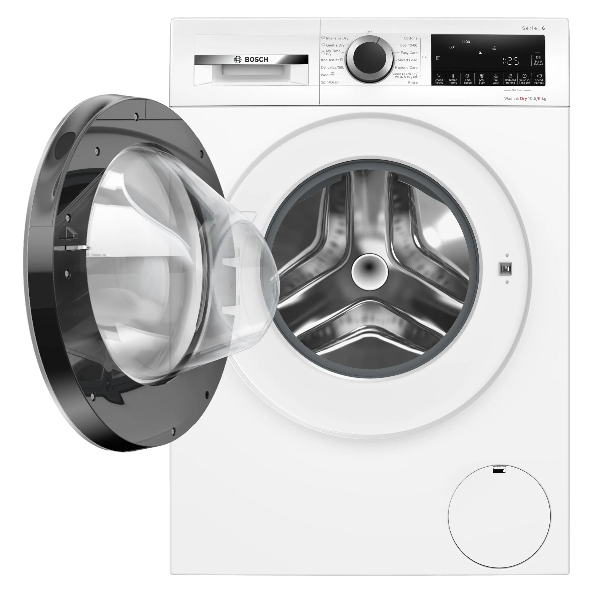 Bosch WNG25401GB 10.5kg wash, 6kg Dry, 1400 spin, Freestanding Washer Dryer, White