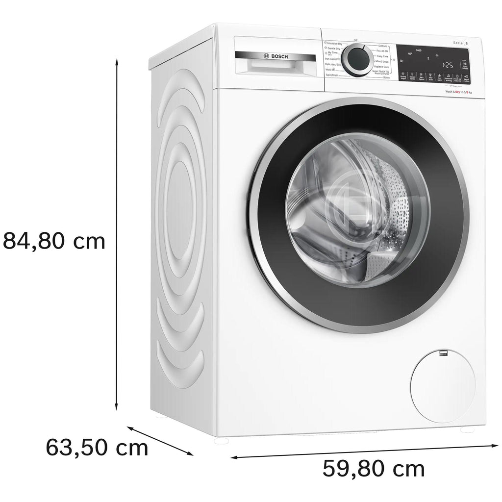 Bosch WNG25401GB 10.5kg wash, 6kg Dry, 1400 spin, Freestanding Washer Dryer, White
