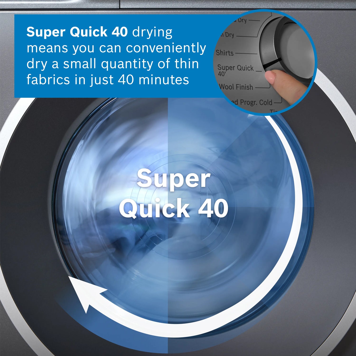 Bosch WQH246DRGB 9kg, Sensor Dry, Freestanding Heat Pump Tumble Dryer, graphite