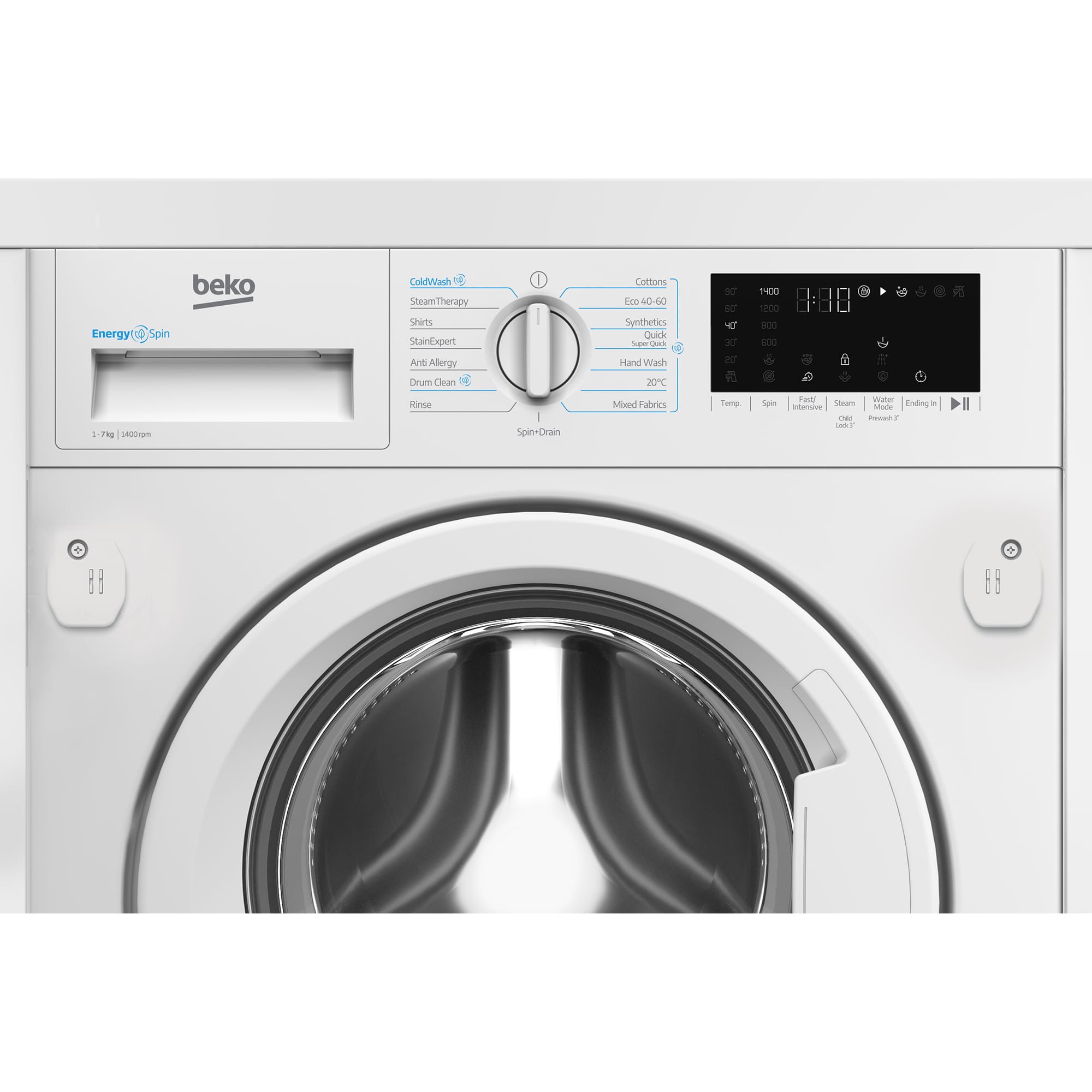 Beko WTIK741511 7kg, 1400 Spin, Integrated Washing Machine, White