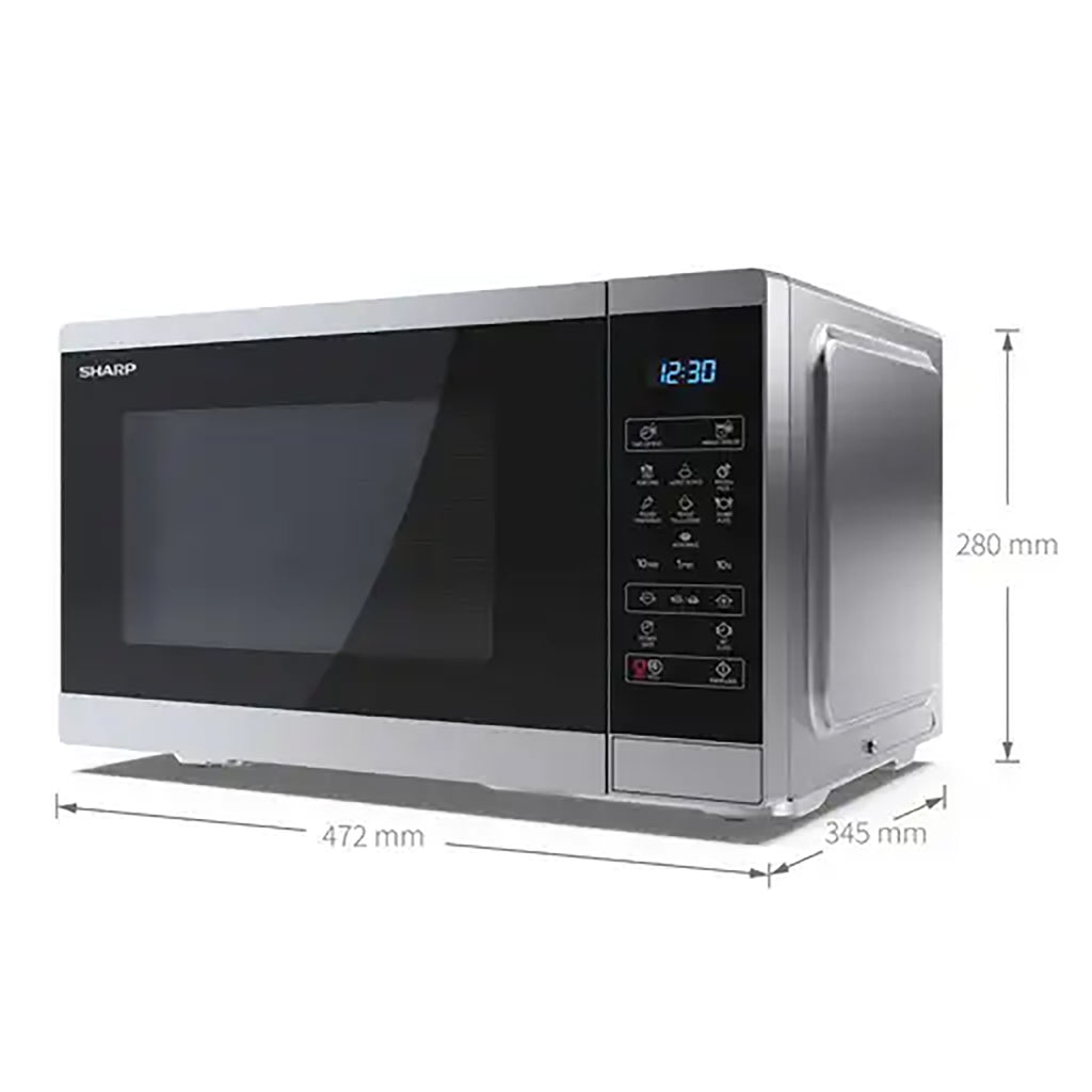 Sharp 25 Litre 900W Digital Solo Microwave Oven in Silver – YC-MS252AU-S