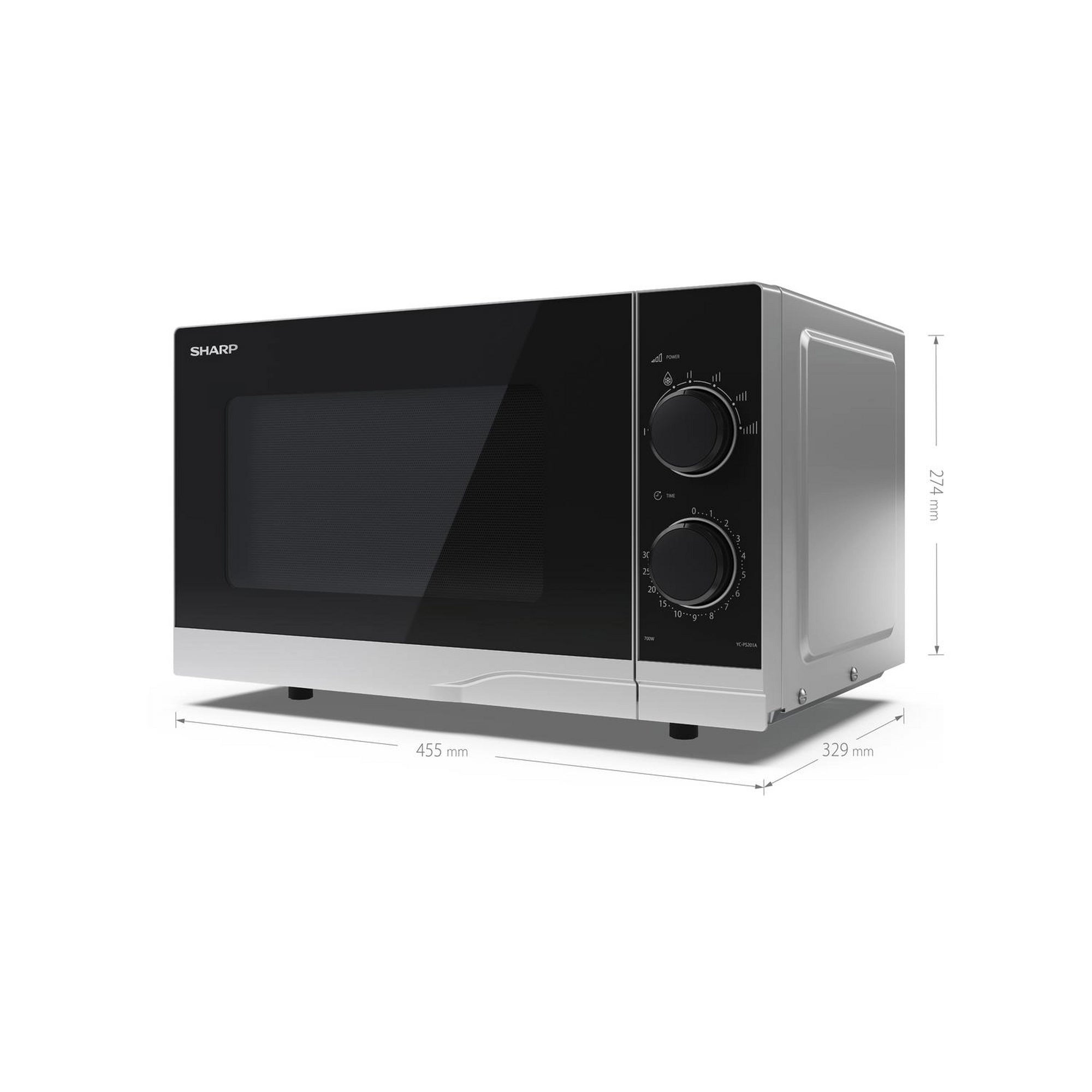 Sharp 20L 700W Compact Microwave Oven in Silver - YC-PS201AU-S