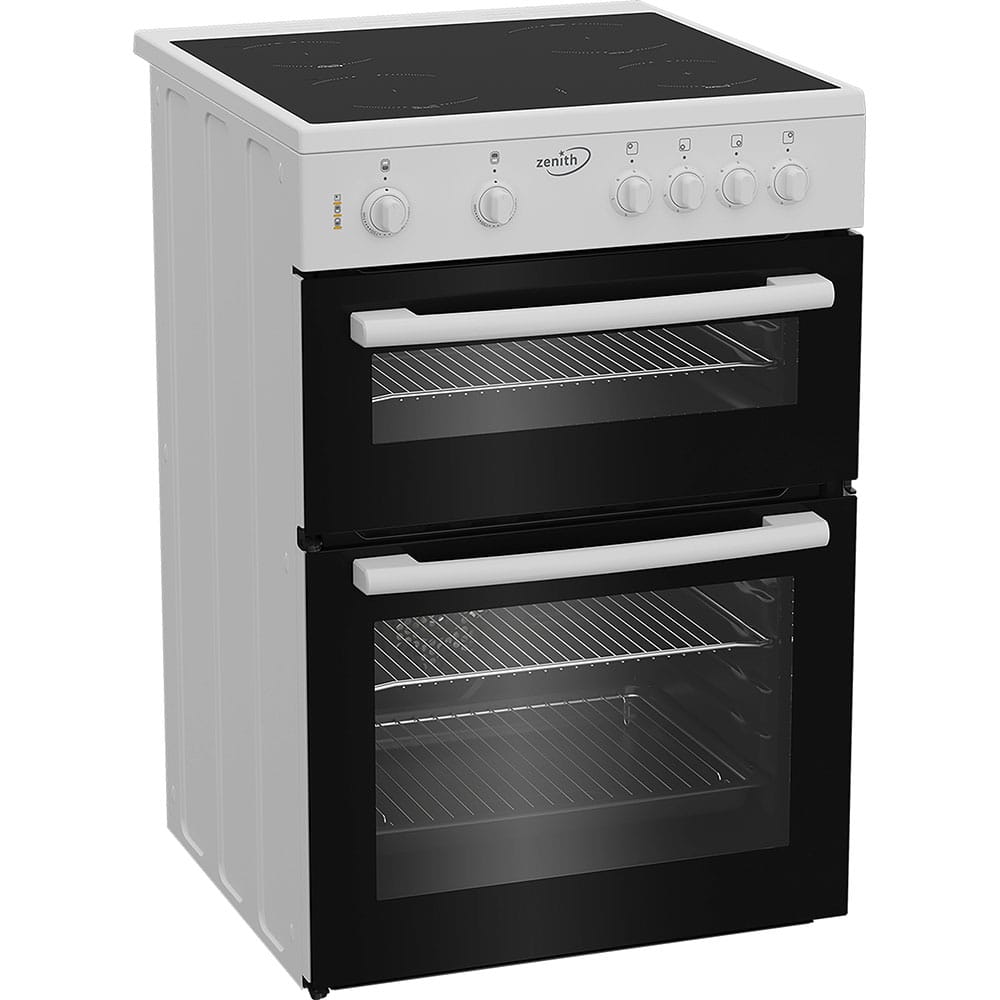 Zenith ZE605W 60cm Freestanding Oven and Grill Electric Cooker with Ceramic Hob, White