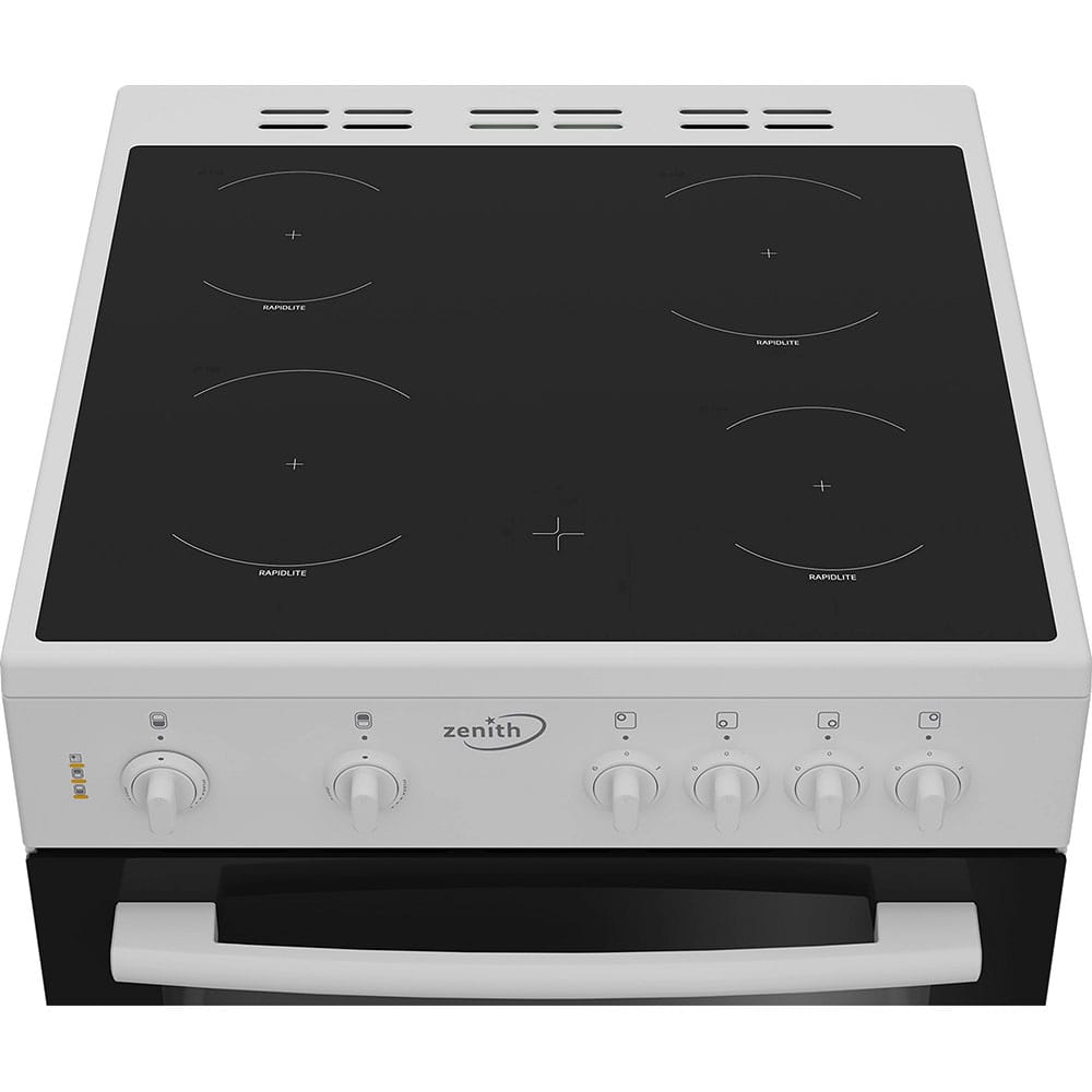 Zenith ZE605W 60cm Freestanding Oven and Grill Electric Cooker with Ceramic Hob, White