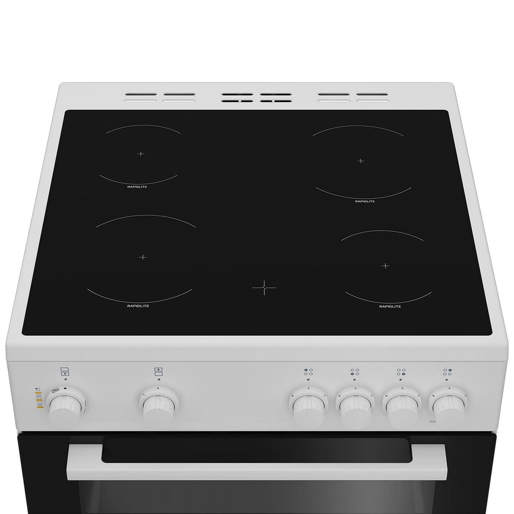 Zenith ZET605W 60cm Oven Electric Cooker with Ceramic Hob in White