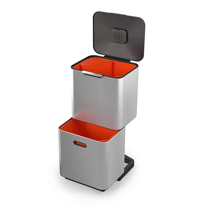 Joseph Joseph Totem Max 60L Stainless-steel Waste and Recycling Bin image 0