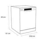 Schönhaus DWSF0115FSBW 15 Place Setting Freestanding Dishwasher, 60cm Wide, White image 2