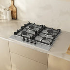 Neff T26CIP8N0 60cm 4 Burner Built-In Gas Hob with Rotary Control, Stainless Steel with Cast Iron Pan Supports image 2