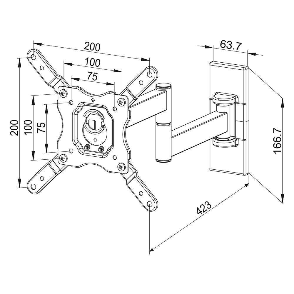 Ttap TTD101DAEX Full Motion TV Bracket image 2