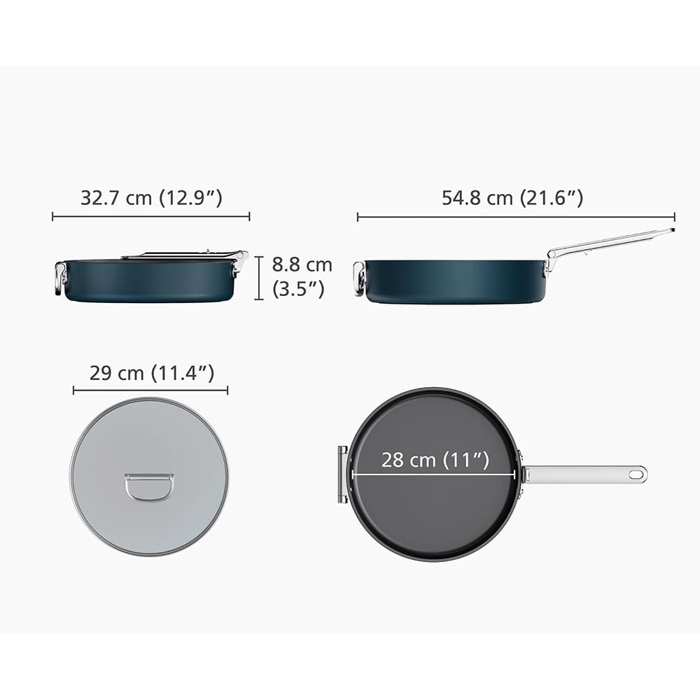 Joseph Joseph Space Folding Handle Ceramic Non-stick 28cm Blue Saute Pan & Lid image 3