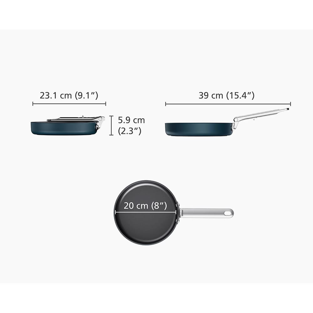 Joseph Joseph Space Folding Handle Ceramic Non-stick 20cm Blue Frying Pan - 45040 image 3