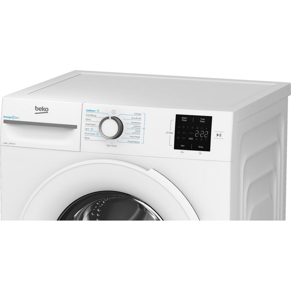 Beko BMN3WT3841W 8kg, 1400 Spin, Freestanding Washing Machine with Quick Wash, White image 1