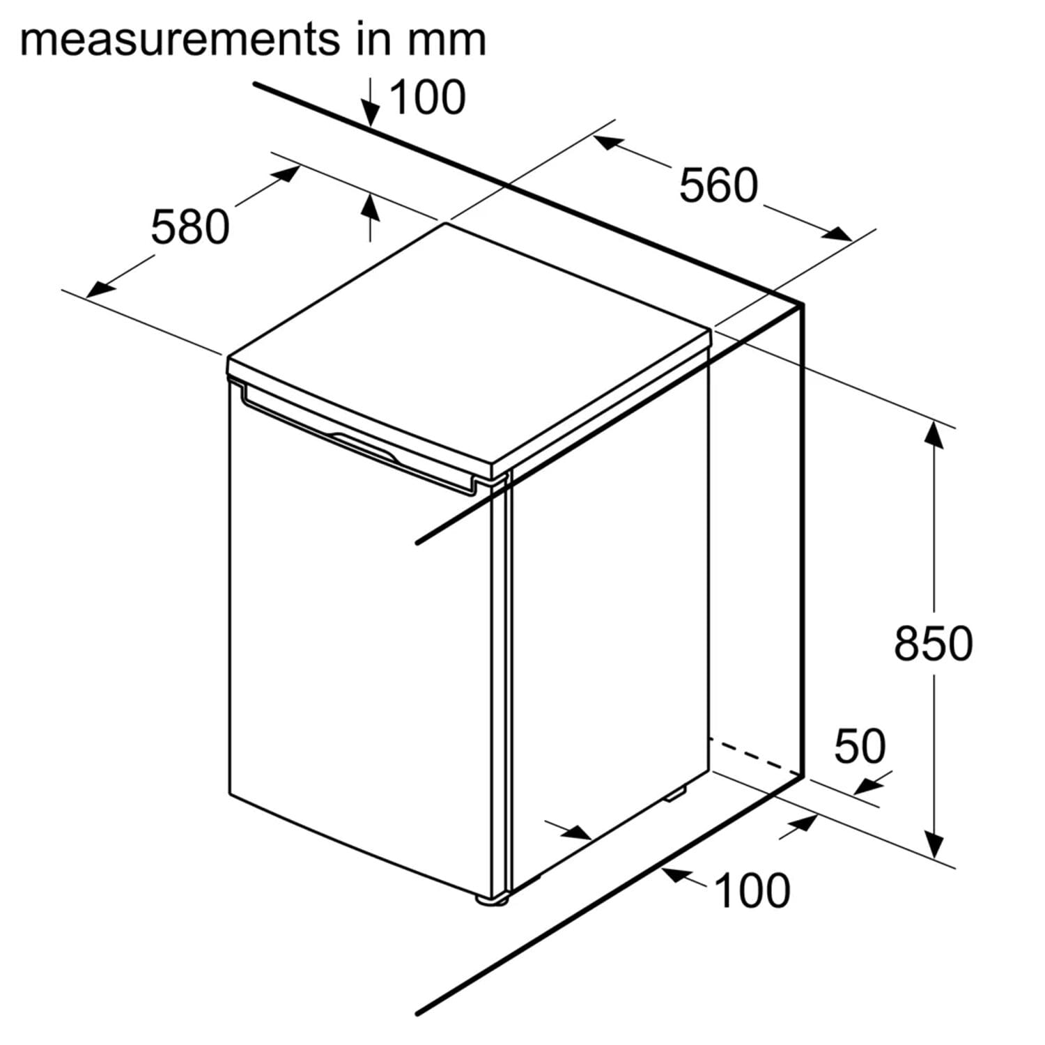 Bosch GTV15NWEBG Undercounter Freezer, 83 Litre Capacity, 56cm Wide, Manual Defrost, White image 4