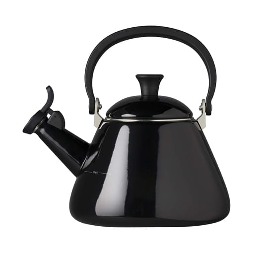 Black onyx kettle with a lid on a white background