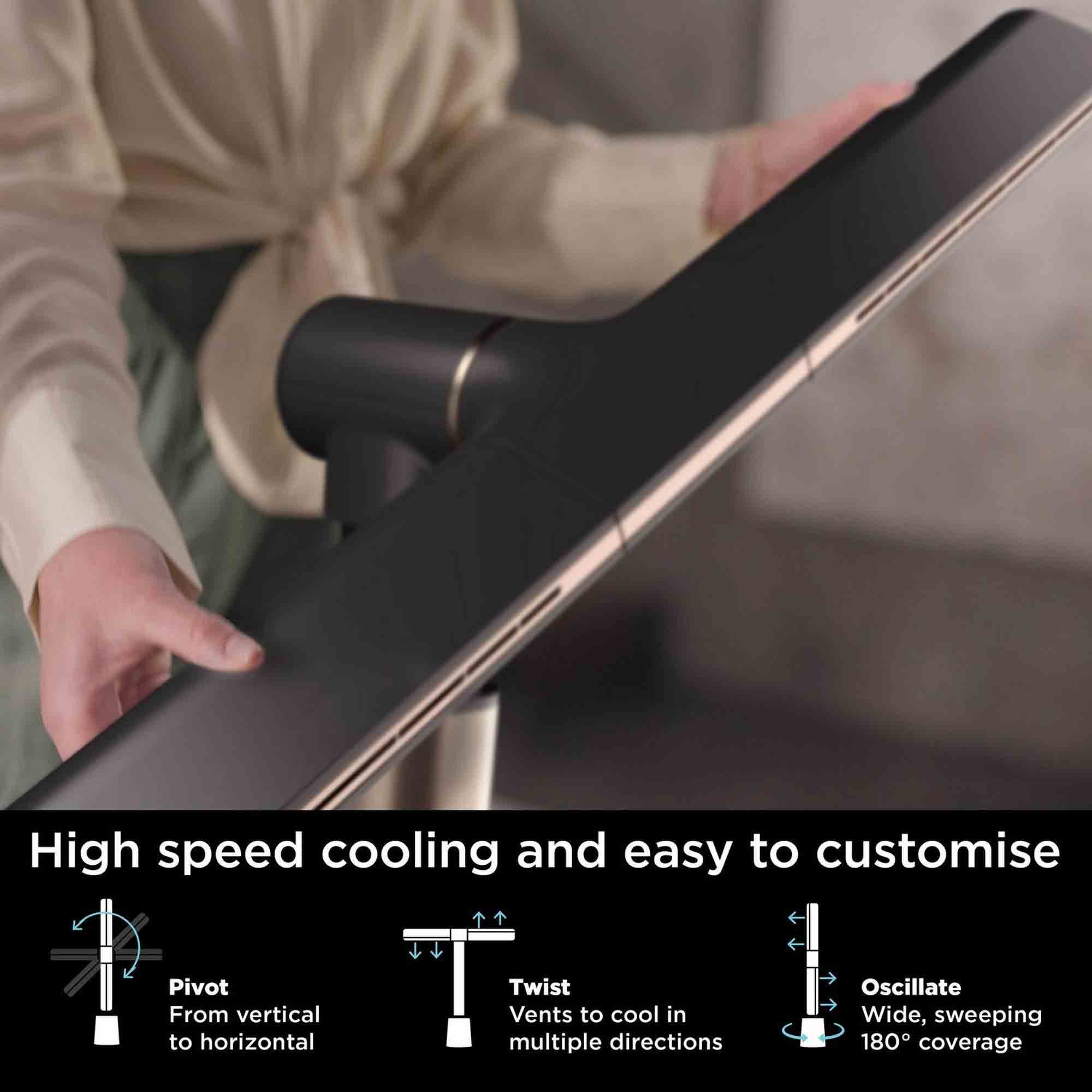Shark TurboBlade Multi-Directional Cooling Fan in Charcoal & Beat Brass - TF200SUK image 1