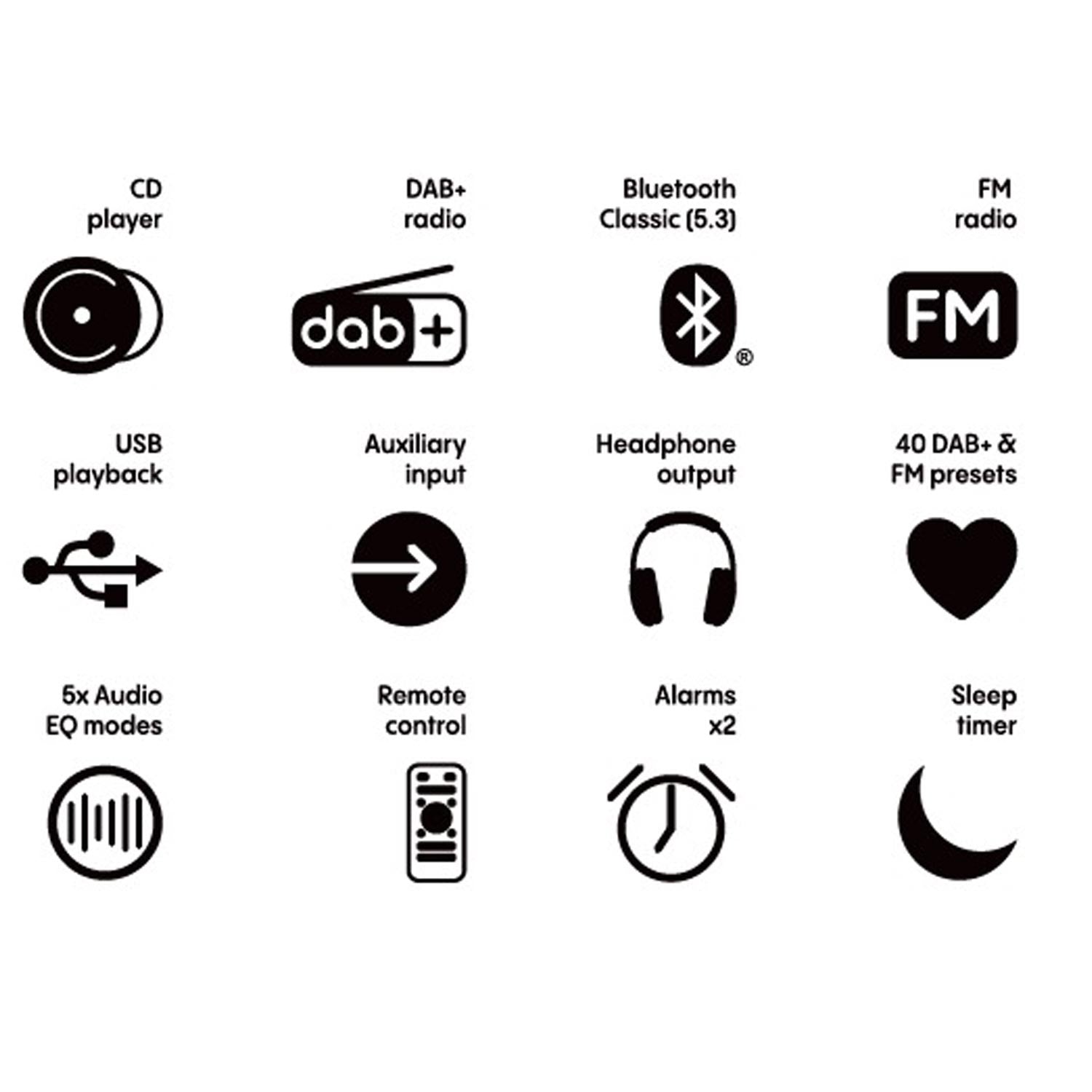 Pure Classic Stereo Mini DAB+/FM Bluetooth Micro Hi-Fi System with CD Player