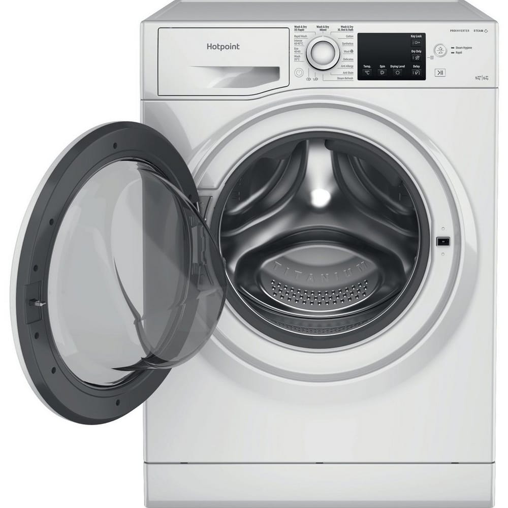 Hotpoint NDBE9635WUK 9kg Wash, 6kg Dry, 1400 Spin, Freestanding Washer Dryer, White image 1