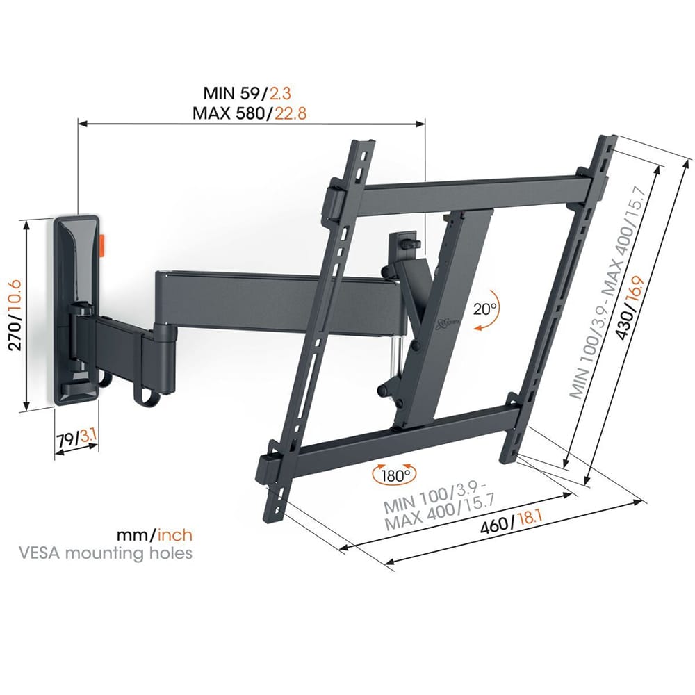 Vogels TVM3445 Full Motion Wall Bracket in Black image 2