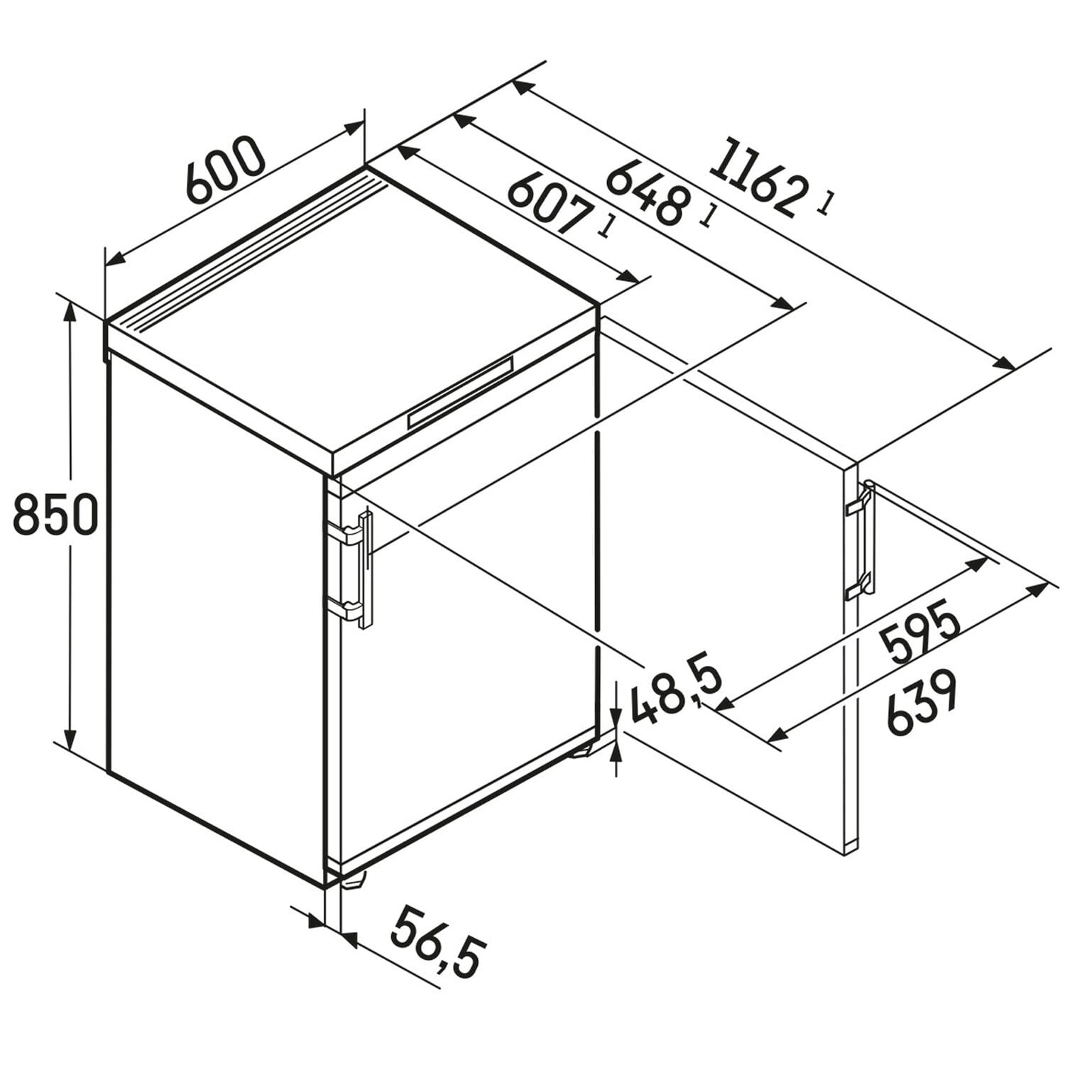 Liebherr FCI1624 Undercounter Freezer, 107 Litre Capacity, 60cm Wide, Smart Frost, White image 3