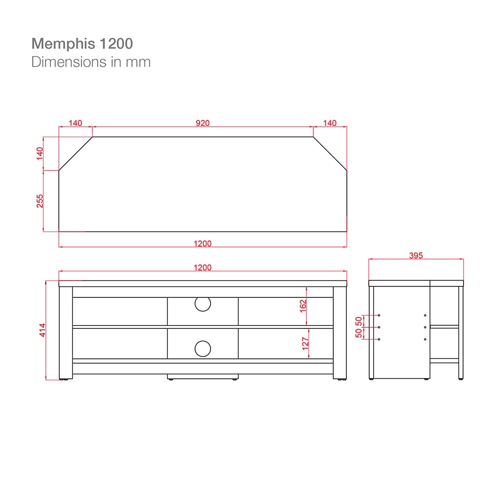 Ttap MEM-1200-BLK Memphis 120cm Wide TV Stand image 2