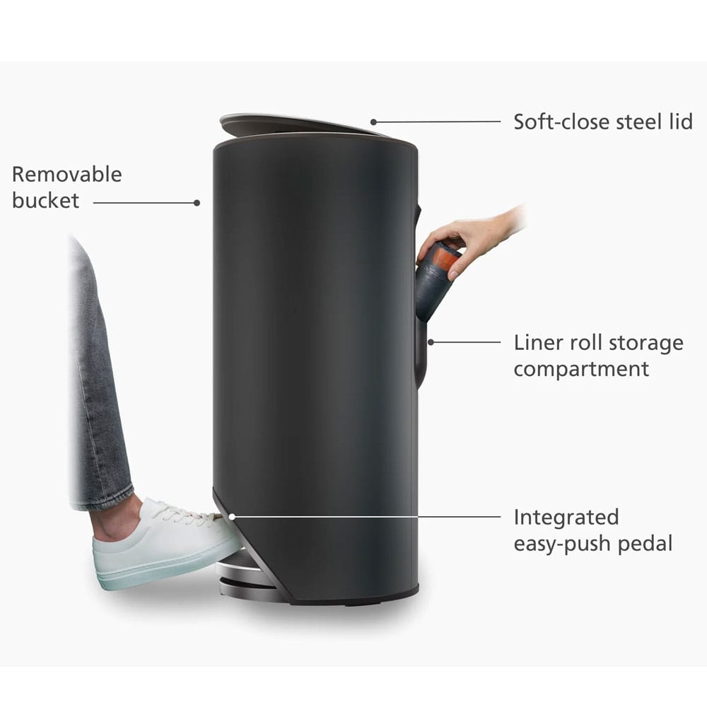 Joseph Joseph Arc 30L Easy-push Pedal Bin in Matte Black image 2