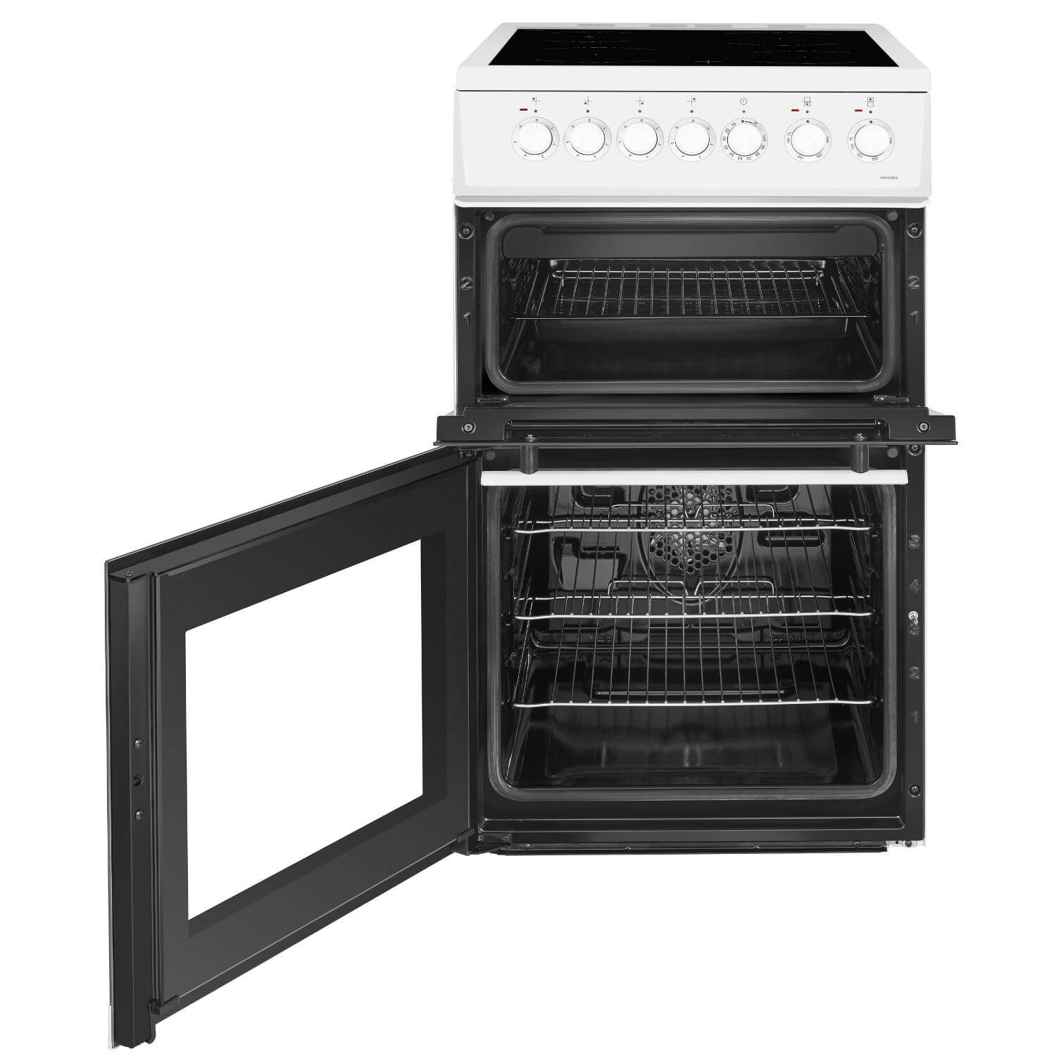 Beko EDVC503W 50cm Freestanding Double Oven and Grill Electric Cooker with Ceramic Hob, White image 1