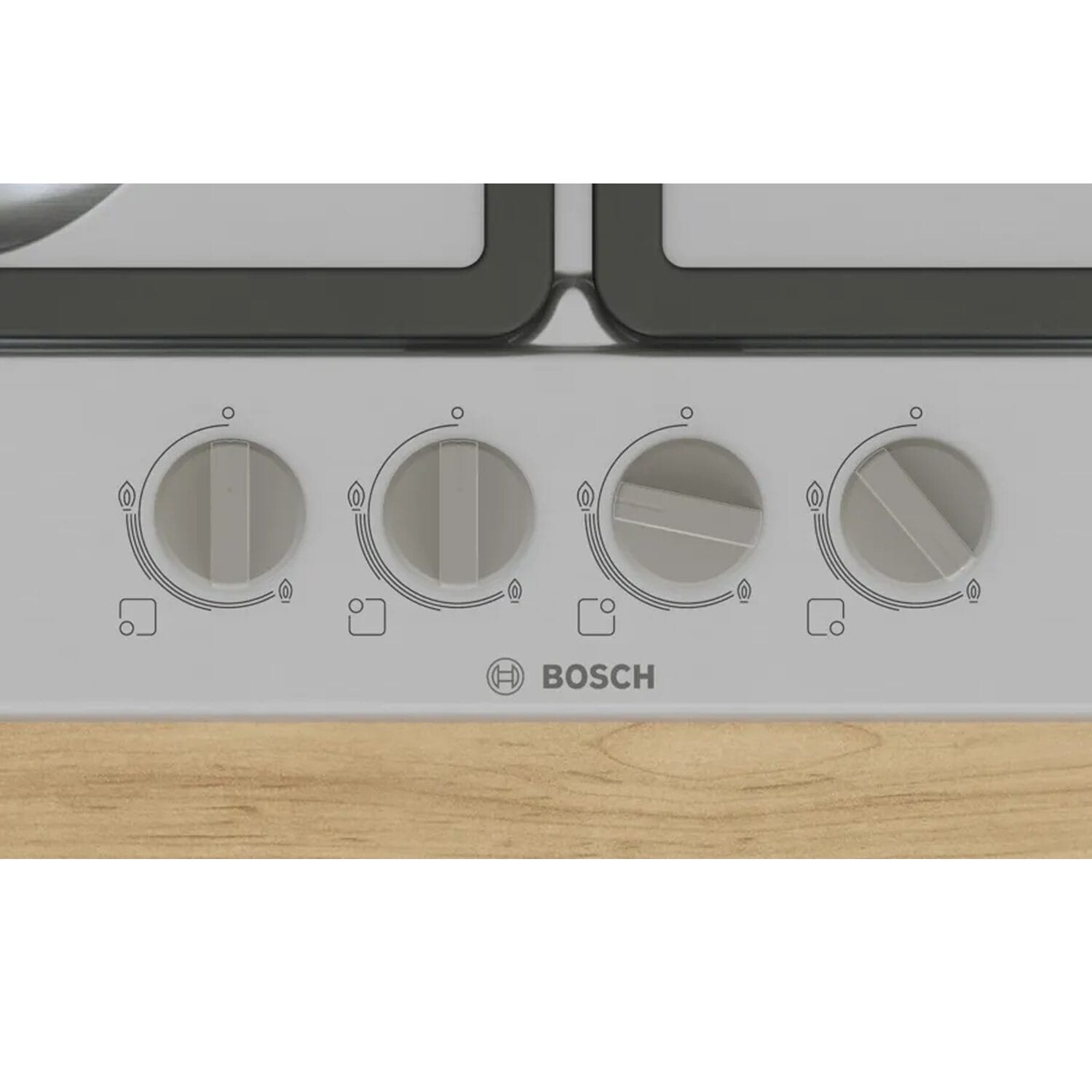 Bosch PGP6B5K90 4 Burner Built In Gas Hob with Rotary Controls, Stainless Steel with Cast Iron Pan Supports image 1