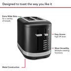 KitchenAid Manual Control 2 Slot Toaster in Matte Black 5KMT2109BBM image 4