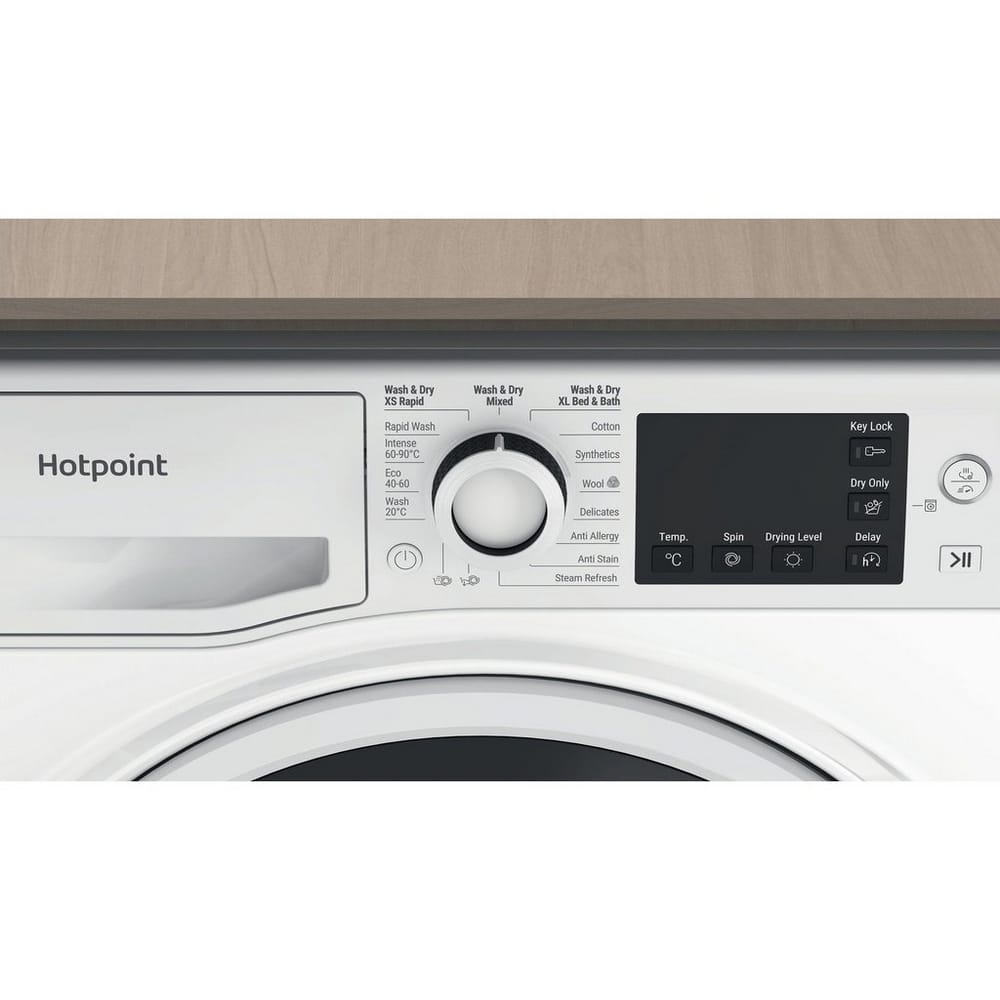 Hotpoint NDBE9635WUK 9kg Wash, 6kg Dry, 1400 Spin, Freestanding Washer Dryer, White image 7