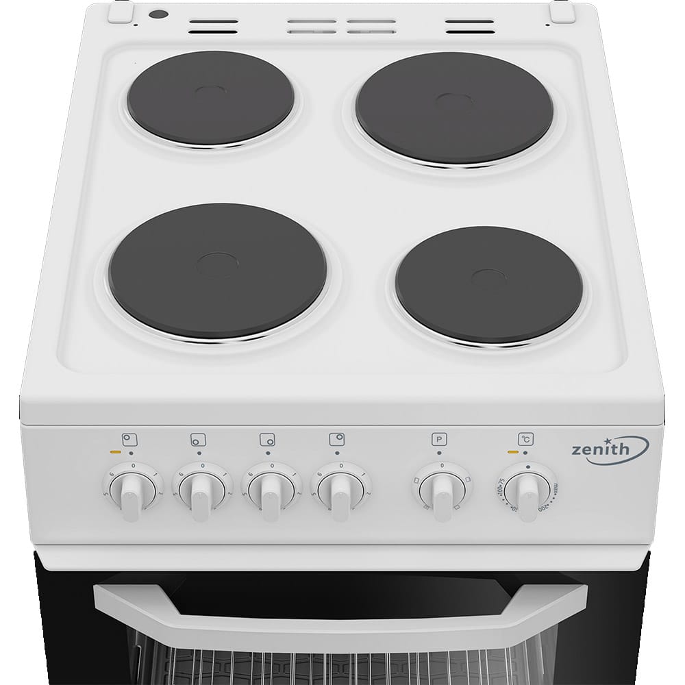 Zenith ZE503W 50cm Single Oven and Grill Electric Cooker with Solid Plate Hob, White image 3
