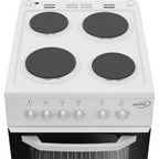 Zenith ZE503W 50cm Single Oven and Grill Electric Cooker with Solid Plate Hob, White image 3